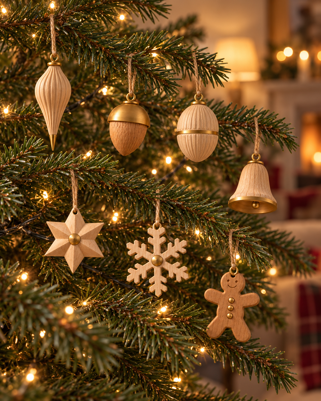 Concept render: Winterwood Mini baubles on an illuminated Christmas tree