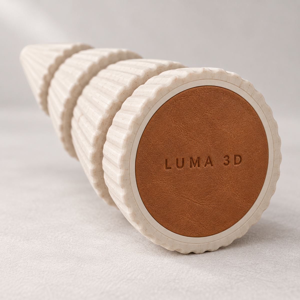 Concept render: Brown leather underside with LUMA 3D branding
